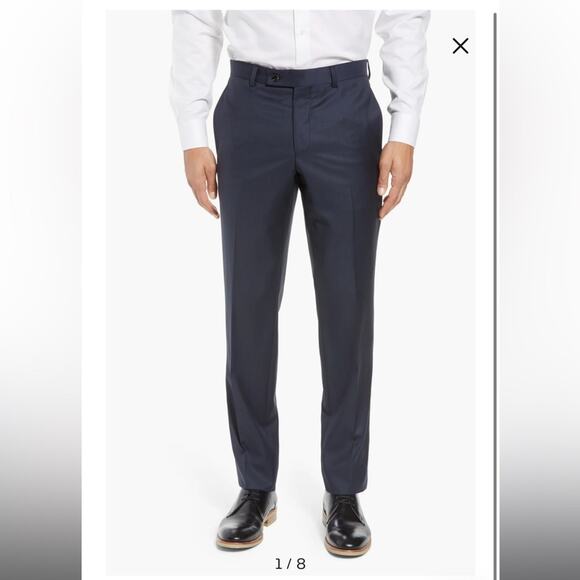 Ted Baker London Jefferson Flat Front Wool Dress Pants 34/Unhemmed